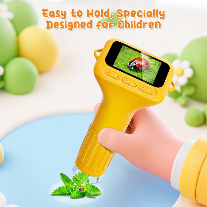 Skybasic Digital Microscope for Kids, 2" Screen 1000X Handheld Microscope HD Pocket Portable Microscopes Camera, Science Edu Fun Birthday Gifts Toys for Ages 4-12 Children Students Boys Girls -Yellow - Image 4